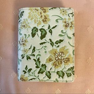 Kenzo Jungle Cream Leather with Embossed Yellow Flowers Wallet